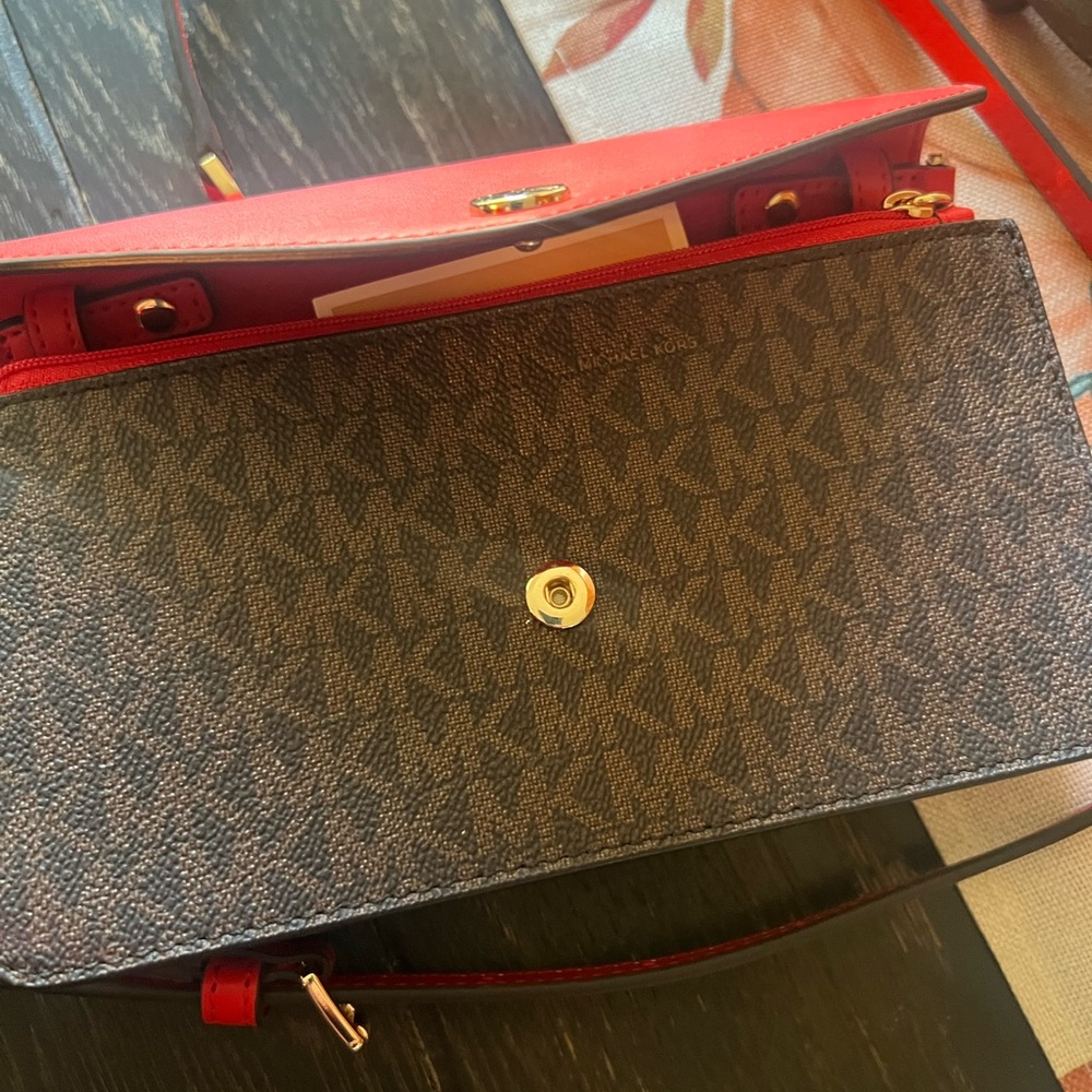 Michael Kors Red and Black Crossbody Bag